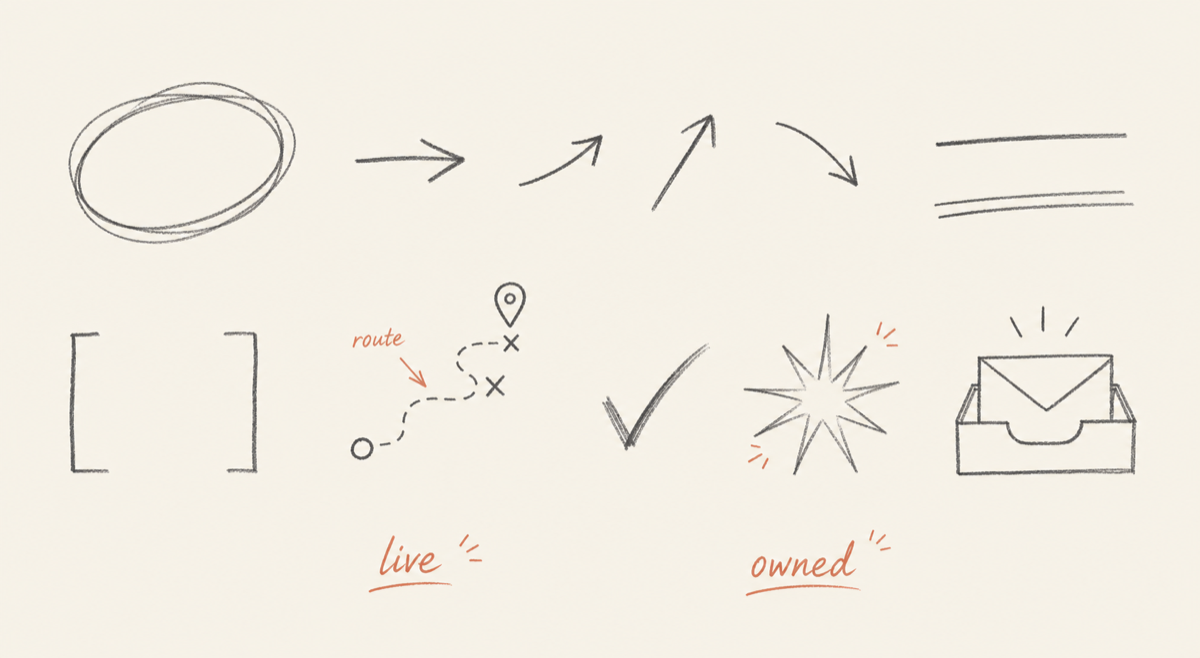 Graphite pencil gestures for route, focus, and emphasis